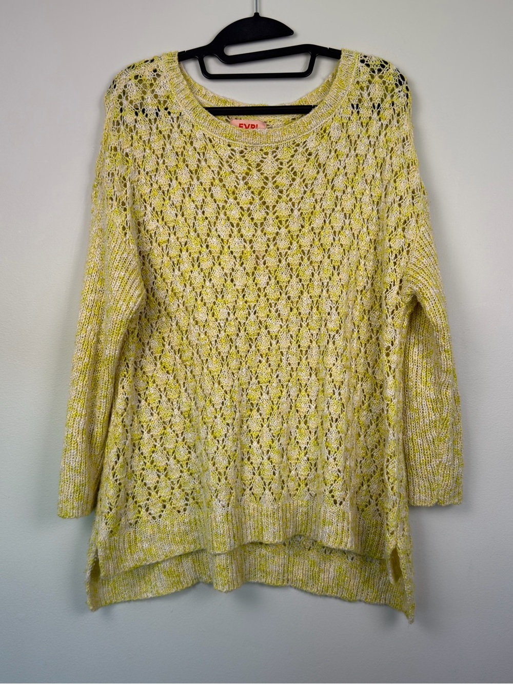 Yellow Openwork Knit Sweater - Lightweight Women’s Pullover